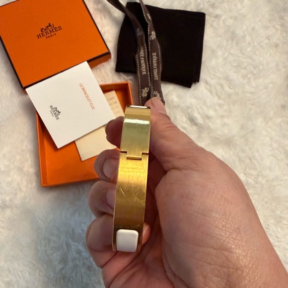 Hermes Gold and White Enamel Bracelet - Picture 3 of 6